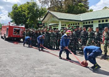 Yonif TP 880/Banuanta Gandeng Damkar Bulungan Tingkatkan Kesiapsiagaan Kebakaran