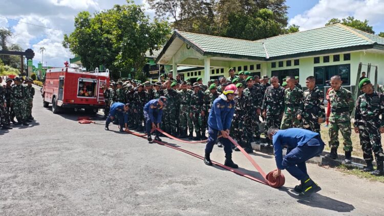 Yonif TP 880/Banuanta Gandeng Damkar Bulungan Tingkatkan Kesiapsiagaan Kebakaran