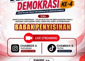 Debat Pelajar Demokrasi Bawaslu Nunukan Ke-4 Kembali di Gerlar, 26 Tim Sekolah Adu Kritis Gagasan Demokrasi di Perbatasan