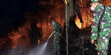 Kodim 0907/Tarakan Kerahkan Personel dan Mobil Damkar Padamkan Api di Pantai Amal