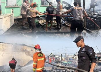 Tim SAR Brimob Polda Kaltara Quick Response Bantu Penanganan Kebakaran di Karang Rejo Tarakan