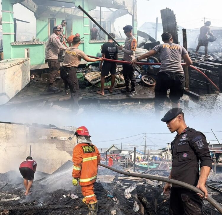 Tim SAR Brimob Polda Kaltara Quick Response Bantu Penanganan Kebakaran di Karang Rejo Tarakan