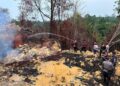 Kapolres Tarakan Tinjau Titik Api Batu Bara di Pantai Amal, Jalan Ditutup Sementara