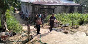 Satgas TMMD dan Warga Gotong Royong Bangun Fasilitas Sumur Bor di Kampung Satu Skip